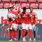 Mainz celebrate going 2-0 up at home to Bayern Munich on Saturday