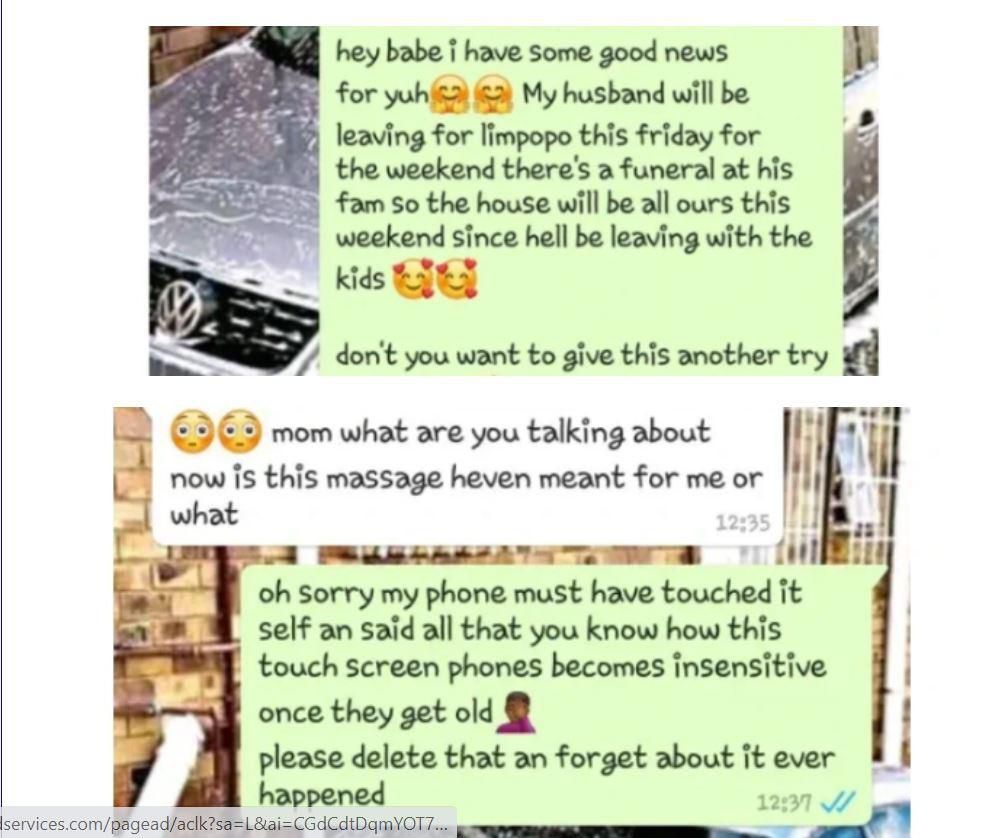 Married woman accidentally sends son explosive message meant for illicit lover