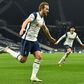 Tottenham's Harry Kane celebrates scoring against Arsenal
