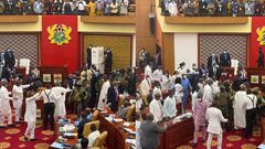 Sober Kennedy Agyapong seen calming down wild NDC MPs-elect as parliament turns chaotic