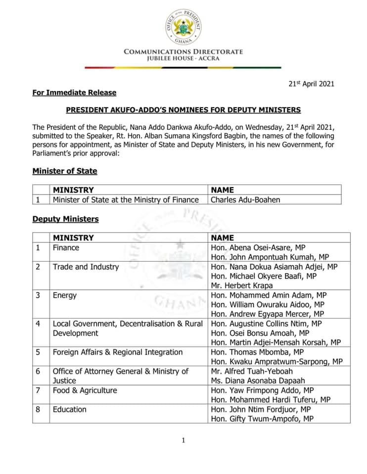 Statement from Presidency (1)