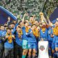 Jiangsu Suning celebrate beating Guangzhou Evergrande to win the Chinese Super League last month, but both clubs may have to change their names for next season