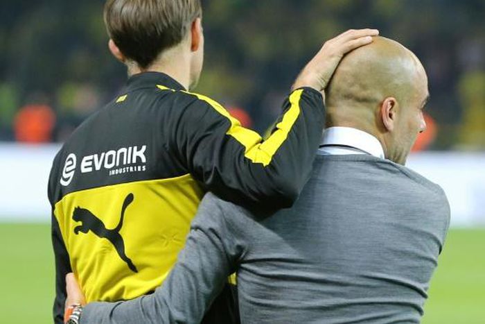 Pep Guardiola (right) and Thomas Tuchel were previously rivals in Germany