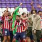 Atletico Madrid's players celebrate after winning the Spanish league