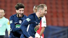 What a start: Rumilly Vallieres midfielder Alexi Peuget celebrates his goal