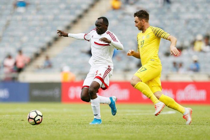 Bradley Grobler (R) playing for South Africa against Sudan in a 2021 Africa Cup of Nations qualifier in Soweto