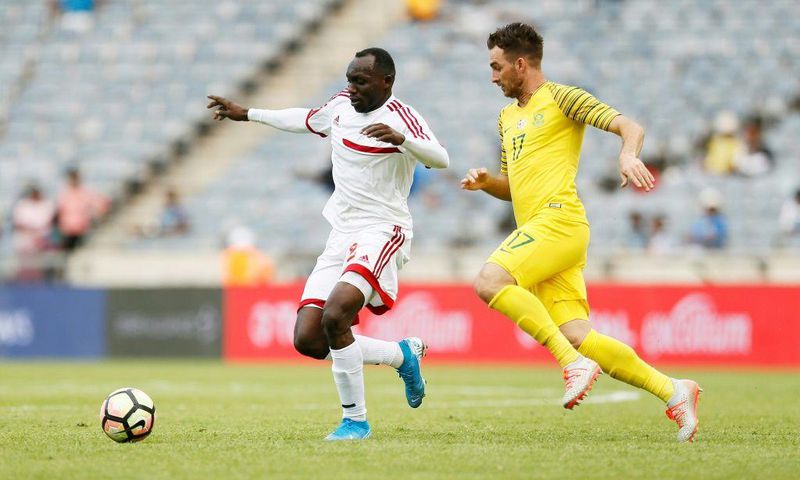 Bradley Grobler (R) playing for South Africa against Sudan in a 2021 Africa Cup of Nations qualifier in Soweto