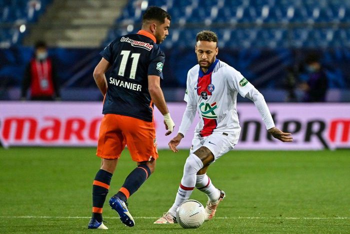 Neymar was booked in Wednesday's semi-final win on penalties against Montpellier