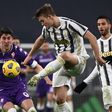 Fiorentina's Serbian forward Dusan Vlahovic (L) scored after three minutes against Juventus.