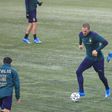 Italy's players including Leonardo Bonucci (C) train prior to the World Cup qualifier against Lithuania in Vilnius