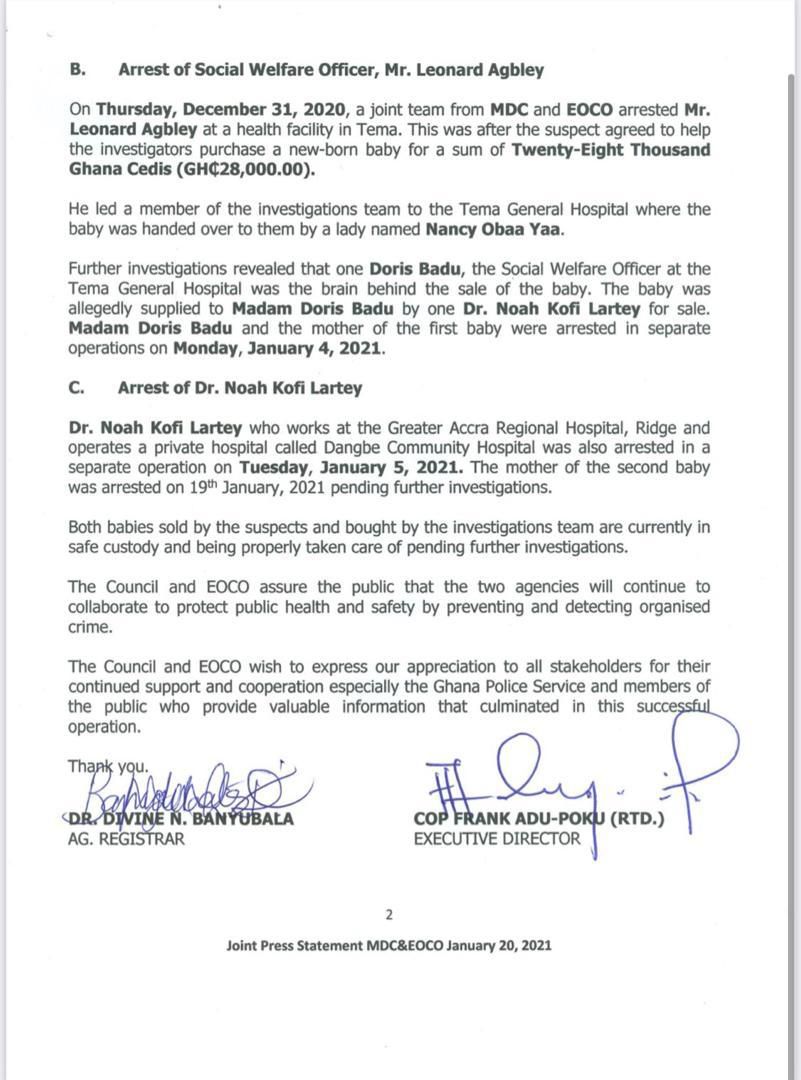 Baby harvesting statement