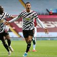 Mason Greenwood celebrates his goal against Aston Villa