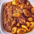 Beans stew with fried plantain