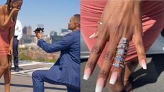 Man proposes marriage to fiancée with 5 different diamond rings, all on the same finger
