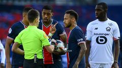 Neymar was sent off late on in PSG's 1-0 home defeat by title rivals Lille