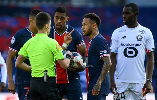 Neymar was sent off late on in PSG's 1-0 home defeat by title rivals Lille