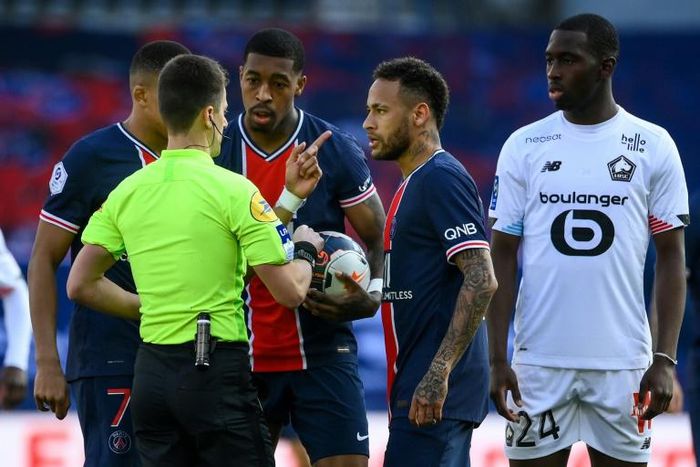 Neymar was sent off late on in PSG's 1-0 home defeat by title rivals Lille