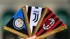 The crests of the three Italian teams among the 12 European Super League founders