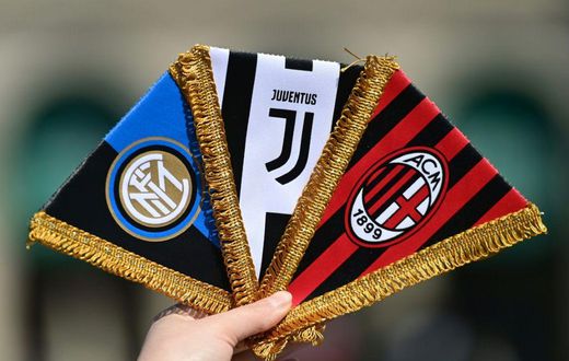 The crests of the three Italian teams among the 12 European Super League founders