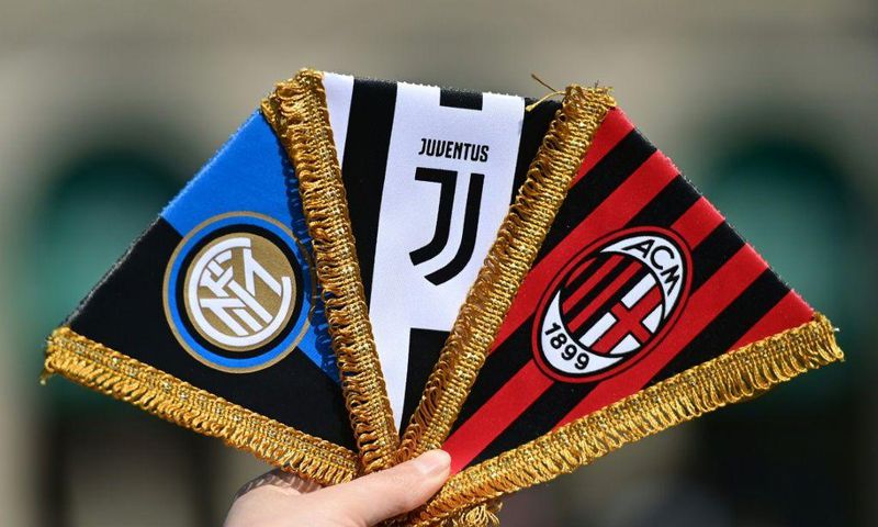 The crests of the three Italian teams among the 12 European Super League founders