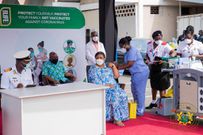 First lady, Rebecca Akufo-Addo takes her vaccine injection
