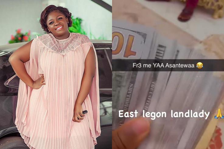 Tracey Boakye shows off stacks of dollars as she rents out her East Legon house