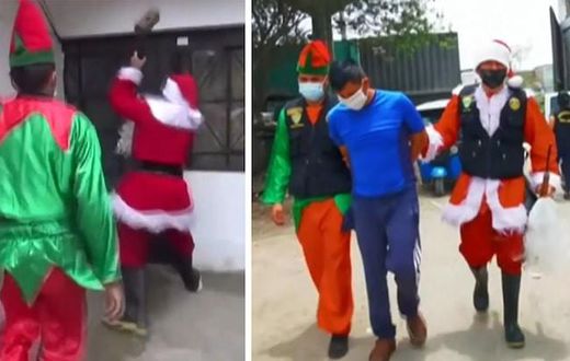 Police officers dress as Santa Claus and Elf to arrest drug trafficker in a dramatic style