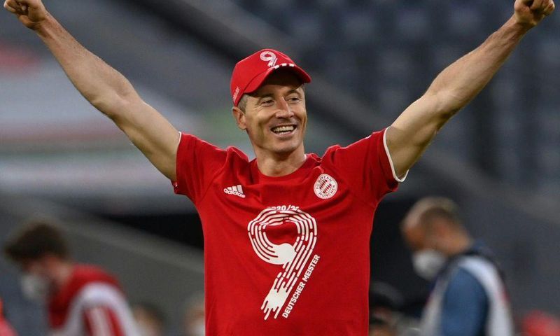 Robert Lewandowski and Bayern Munich celebrated winning a ninth consecutive Bundesliga title