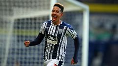 West Brom striker Callum Robinson celebrates scoring against Southampton