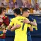 All together: Arsenal players at the end of Thursday's game