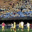 Home again: Villarreal fans watch their team warm up