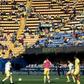 Home again: Villarreal fans watch their team warm up