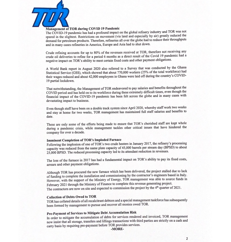 TOR statement