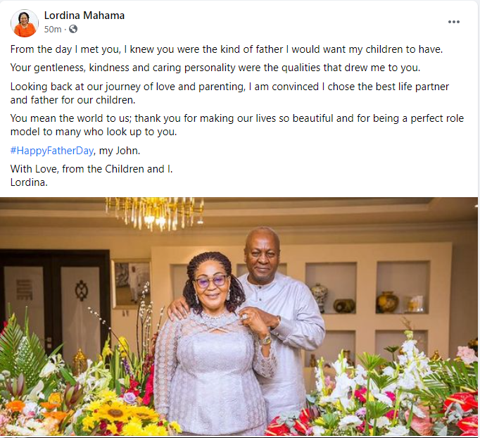 Lordina Mahama's Facebook post