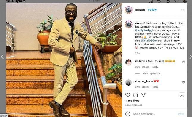 Okese 1's post insulting Andy Dosty