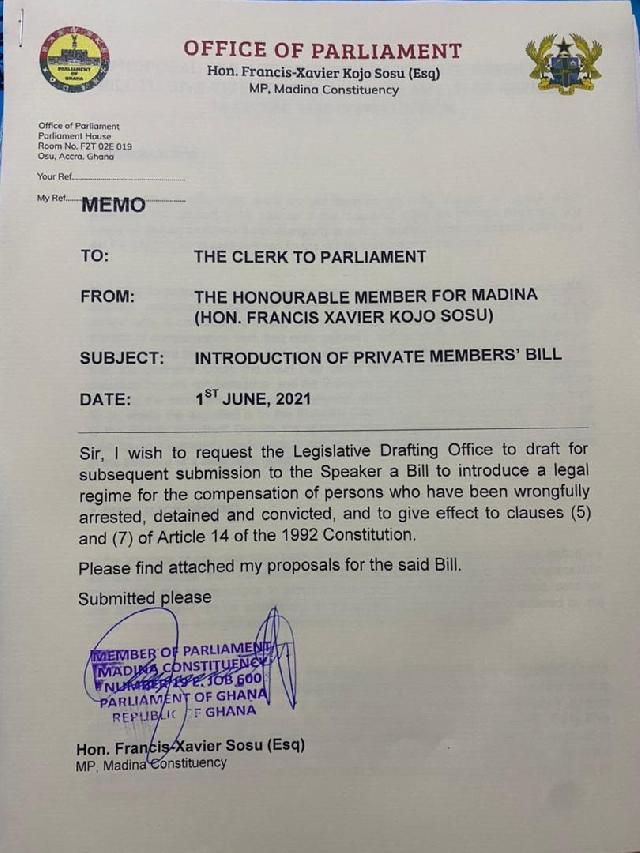 Private member’s bill on compensation