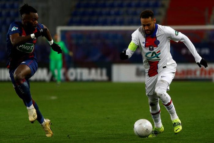 Neymar in the February 10 Cup game against Caen