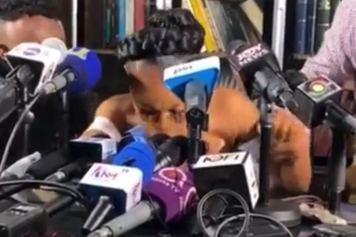 Akuapem Poloo speaks at Press Adress