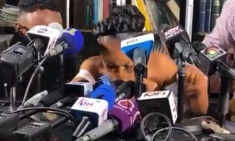 Akuapem Poloo speaks at Press Adress