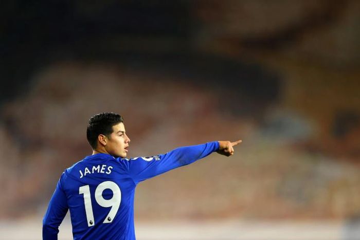 Pointing the way to Europe: Colombian midfielder James Rodriguez is returning to form as Everton chase a top-four finish