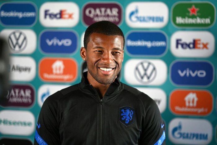 Georginio Wijnaldum speaking to reporters ahead of the Netherlands' Euro 2020 opener against Ukraine