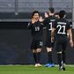 Leroy Sane (L) and goal-scorer Kai Havertz celebrate scoring for Germany in Thrusday's 3-0 win over Iceland in a World Cup qualifier