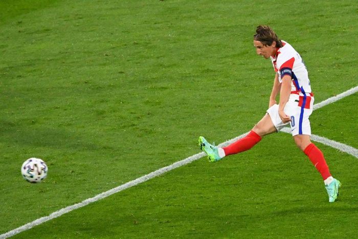 Captain marvel: Luka Modric led Croatia into the last 16 of Euro 2020 with a stunning goal in a 3-1 win over Scotland