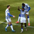 Hertha Berlin defender Deyovaisio Zeefuik (2R) scored his first Bundesliga goal in Sunday's win over Bayer Leverkusen