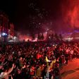 Lille's supporters celebrate after winning the French Ligue 1 title