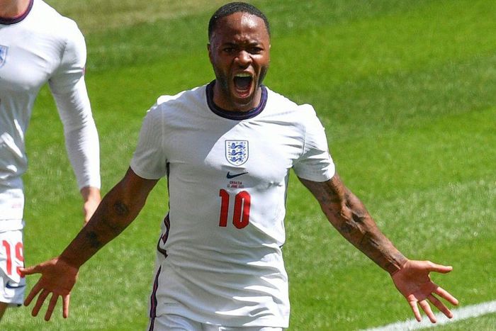 England forward Raheem Sterling celebrates his goal against Croatia at Wembley