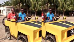 Talented Ghanaian young man invents wooden ‘paddle car’