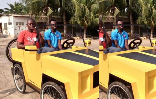 Talented Ghanaian young man invents wooden ‘paddle car’