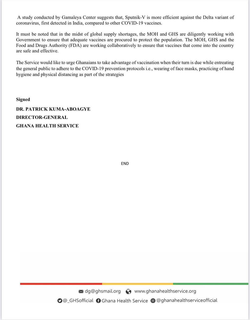 GHS PRESS RELEASE