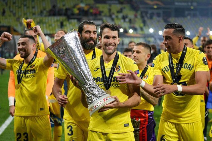 Villarreal celebrate their Europa League victory
